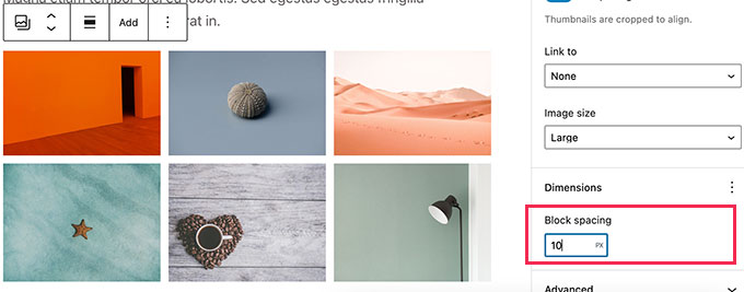 Gallery spacing Gallery spacing