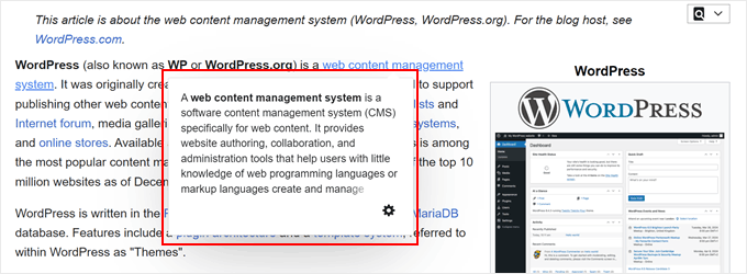 Live link preview example by Wikipedia Live link preview example by Wikipedia
