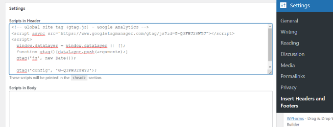 Enter tracking code in header Enter tracking code in header