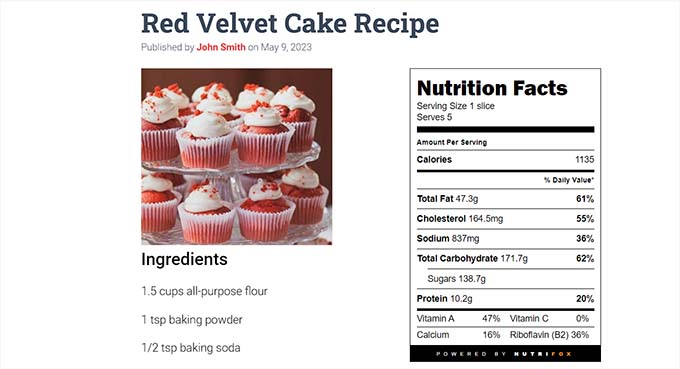 Preview for nutrition facts labels Preview for nutrition facts labels