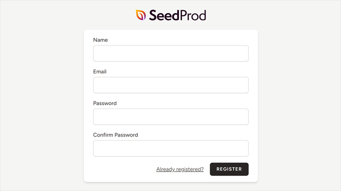 Creating a new SeedProd account Creating a new SeedProd account