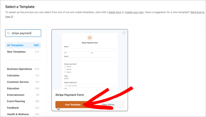 Use template in WPForms Use template in WPForms