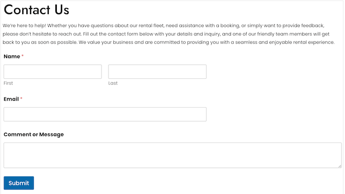 Adding a contact form to your car rental website using WPForms Adding a contact form to your car rental website using WPForms