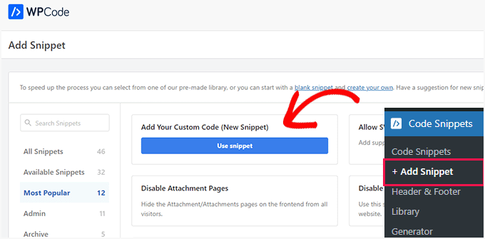 Add custom code snippet Add custom code snippet