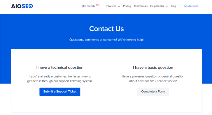 AIOSEO support options AIOSEO support options