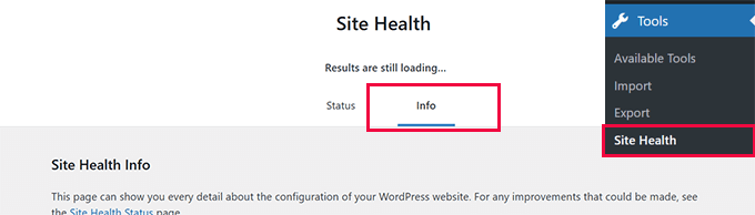 Site Health Info Site Health Info