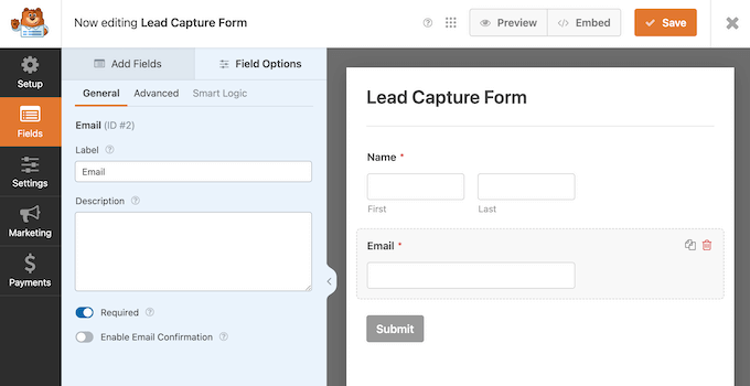 Creating a lead generation form using a drag and drop editor Creating a lead generation form using a drag and drop editor