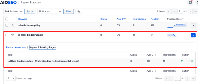 See keyword ranking pages in AIOSEO's Search Statistics See keyword ranking pages in AIOSEO's Search Statistics