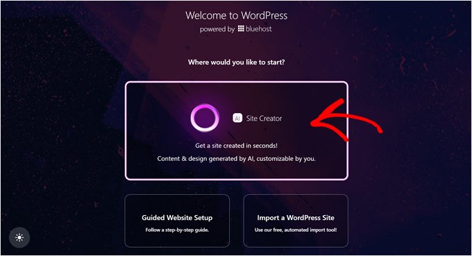 Using the Bluehost AI Site Creator Using the Bluehost AI Site Creator