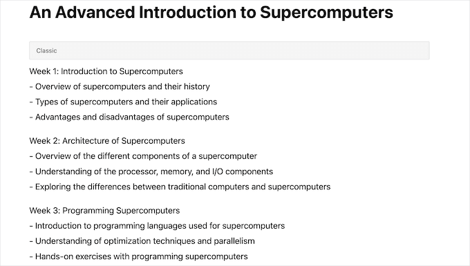 OpenAI course outline ChatGPT-generated course outline example