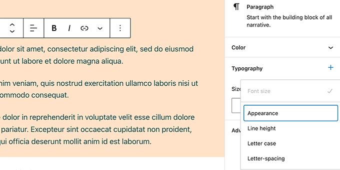 Typography controls Typography controls