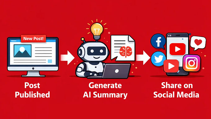 Uncanny Automator workflow for generating AI summary and publishing on social media