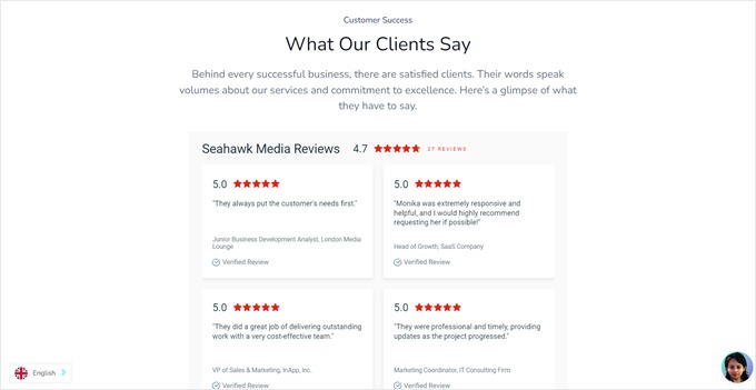 Seahawk Media's client reviews Seahawk Media's client reviews