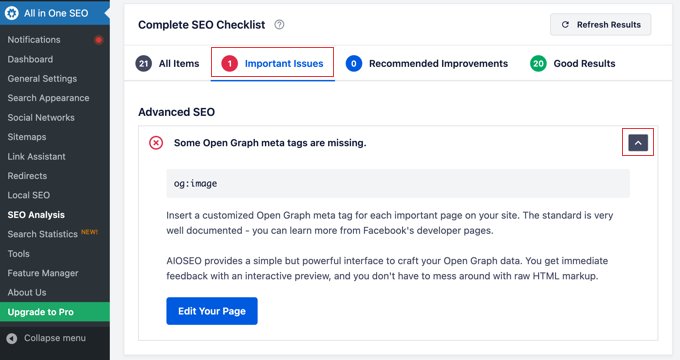 You Can Easily Filter the AIOSEO Checklist and See Details You Can Easily Filter the AIOSEO Checklist and See Details