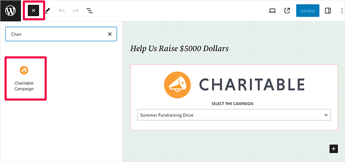 Charitable campaign block Charitable campaign block