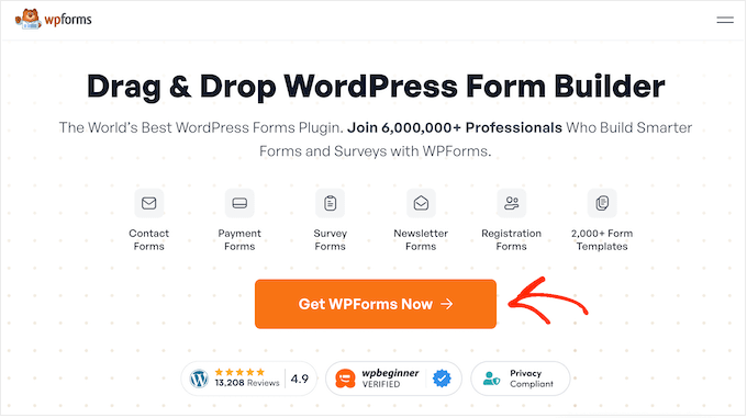 An example of a call to action button, on the WPForms website An example of a call to action button, on the WPForms website