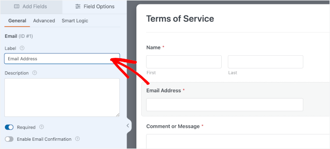 Customizing the field label
