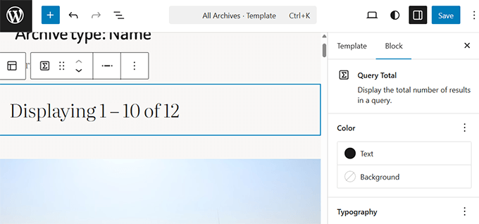 Query Total Block shows number of items returned for a query Query Total Block shows number of items returned for a query