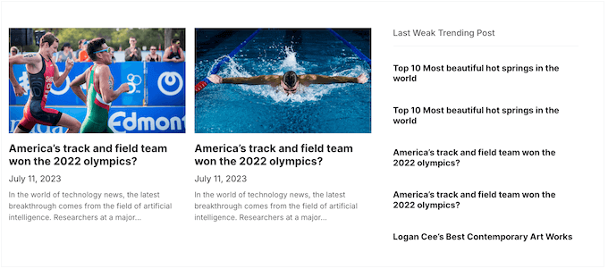 A trending news section, created using SeedProd A trending news section, created using SeedProd