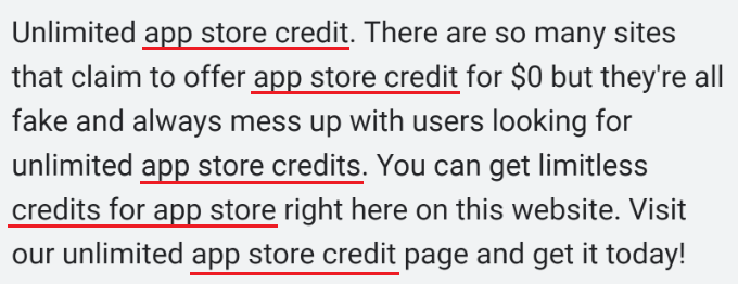 Keyword stuffing example Keyword stuffing example