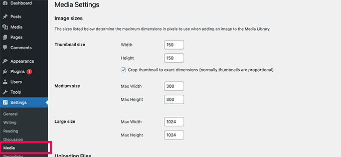 Default image sizes in WordPress Default image sizes in WordPress