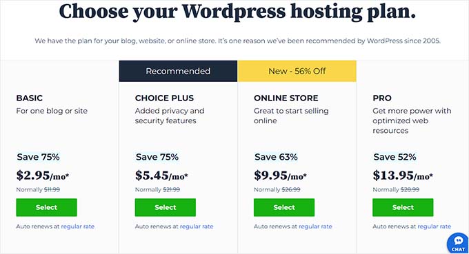 Bluehost Pricing page Bluehost Pricing page