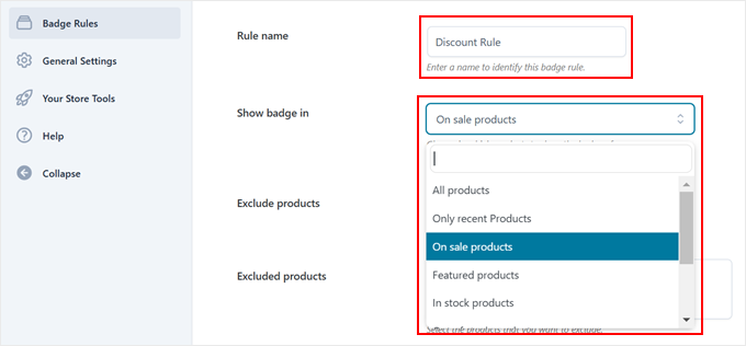 Choosing what type of products the badge should appear in using YITH Choosing what type of products the badge should appear in using YITH