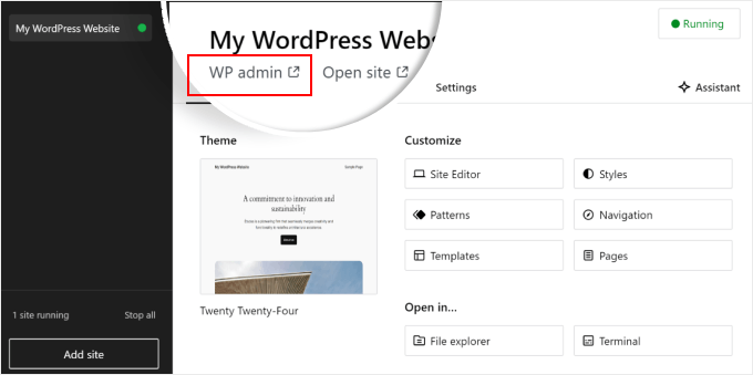 studio-admin-min Logging in to the WordPress admin of a Studio by WordPress.com local website