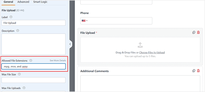 Create a file upload form for video testimonials