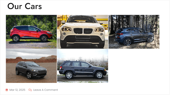 Adding a car gallery to your WordPress website Adding a car gallery to your WordPress website