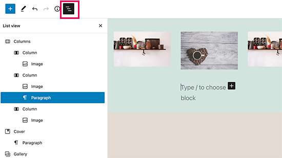 Improved list view panel in WordPress 5.8 Improved list view panel in WordPress 5.8