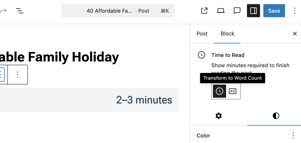 Time to read block in WordPress 6.9 Time to read block in WordPress 6.9