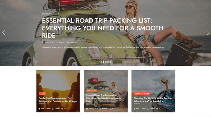An example of a car rental WordPress blog An example of a car rental WordPress blog
