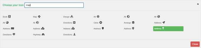 Choosing a hotspot icon in the Image Hotspot plugin Choosing a hotspot icon in the Image Hotspot plugin