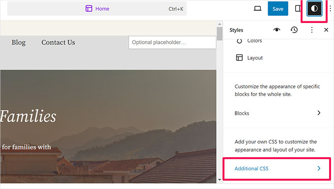 Additional CSS option in site editor Additional CSS option in site editor