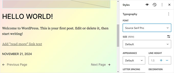 Changing the style of the paragraph block in FSE Changing the style of the paragraph block in FSE