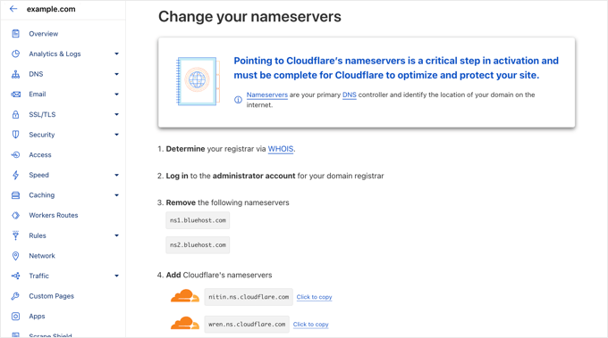 Change to Cloudflare nameservers Change to Cloudflare nameservers