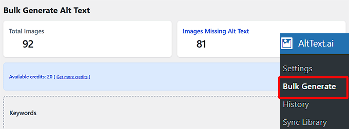 Visit the Bulk Generate page Visit the Bulk Generate page