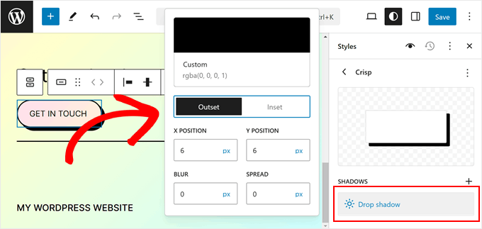 Editing the drop shadow effects in FSE Editing the drop shadow effects in FSE