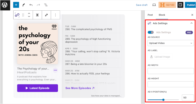 Ads Settings in EmbedPress Ads Settings in EmbedPress
