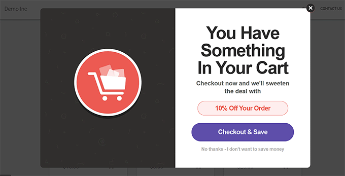 Abandoned cart popup preview Abandoned cart popup preview
