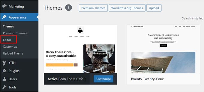 Opening the WordPress editor to customize the theme generated by the Bluehost AI Site Creator Opening the WordPress editor to customize the theme generated by the Bluehost AI Site Creator