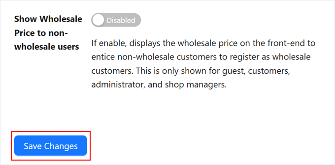 Saving changes to the Wholesale Suite's pricing settings Saving changes to the Wholesale Suite's pricing settings