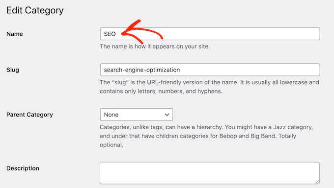 Renaming a WordPress category Renaming a WordPress category
