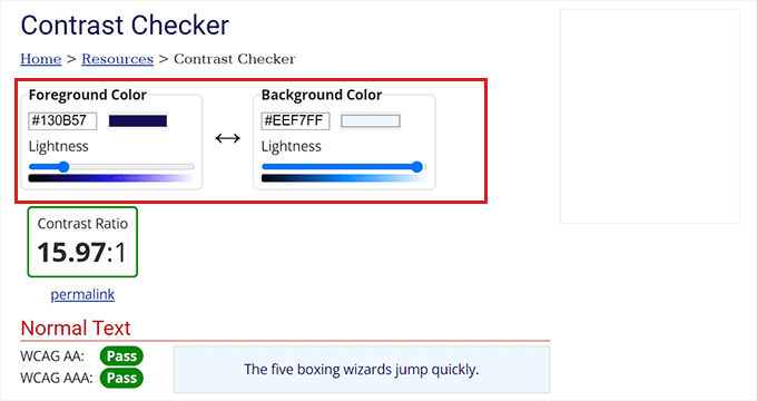 Check text and background color contrast Check text and background color contrast