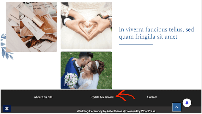 An example of a WordPress website, with data privacy links An example of a WordPress website, with data privacy links