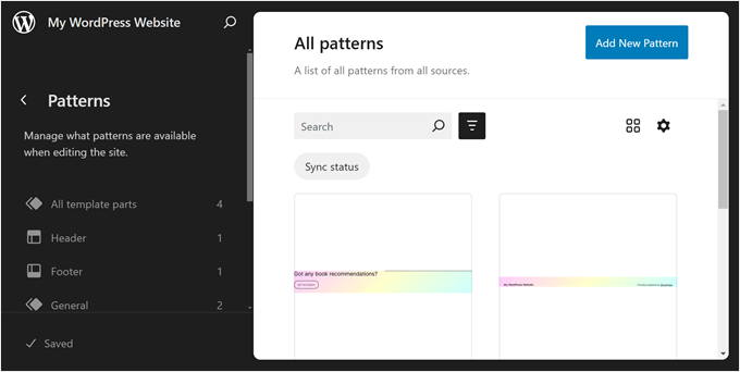The Patterns page in FSE The Patterns page in FSE