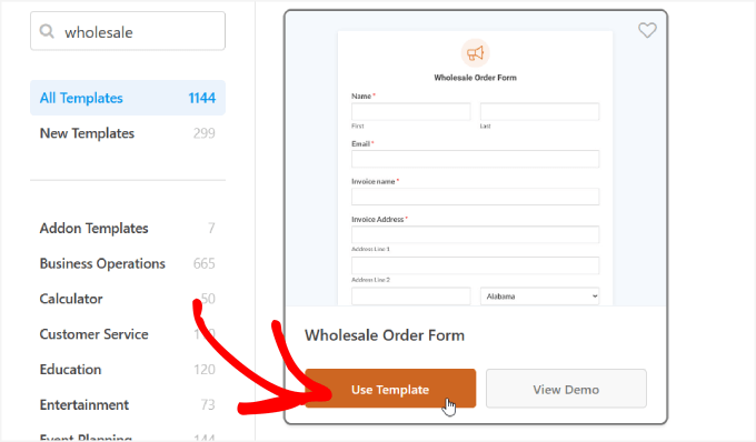 Use template for wholesale order form Use template for wholesale order form
