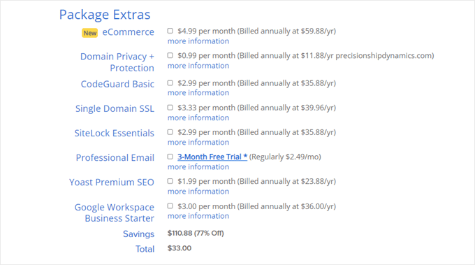 Adding extras to your web hosting packages Adding extras to your web hosting packages