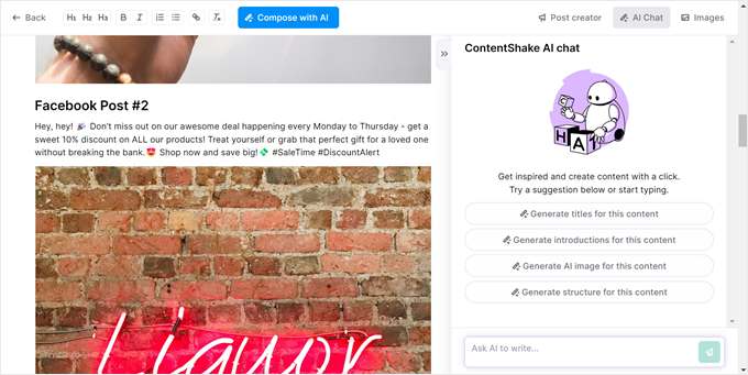 ContentShake AI's chatbot ContentShake AI's chatbot